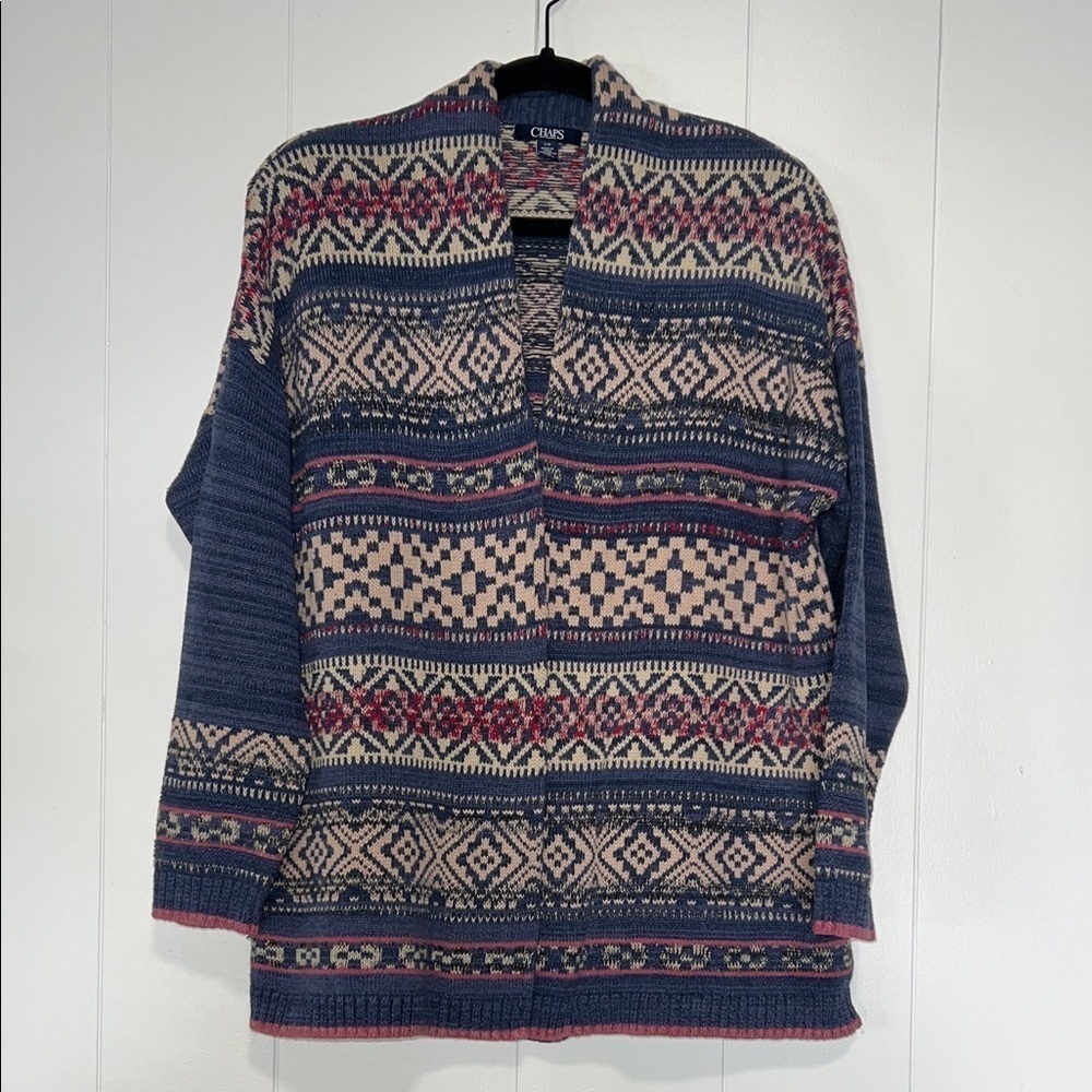 Chaps Women’s Multicolor Open Cardigan Size L 072726